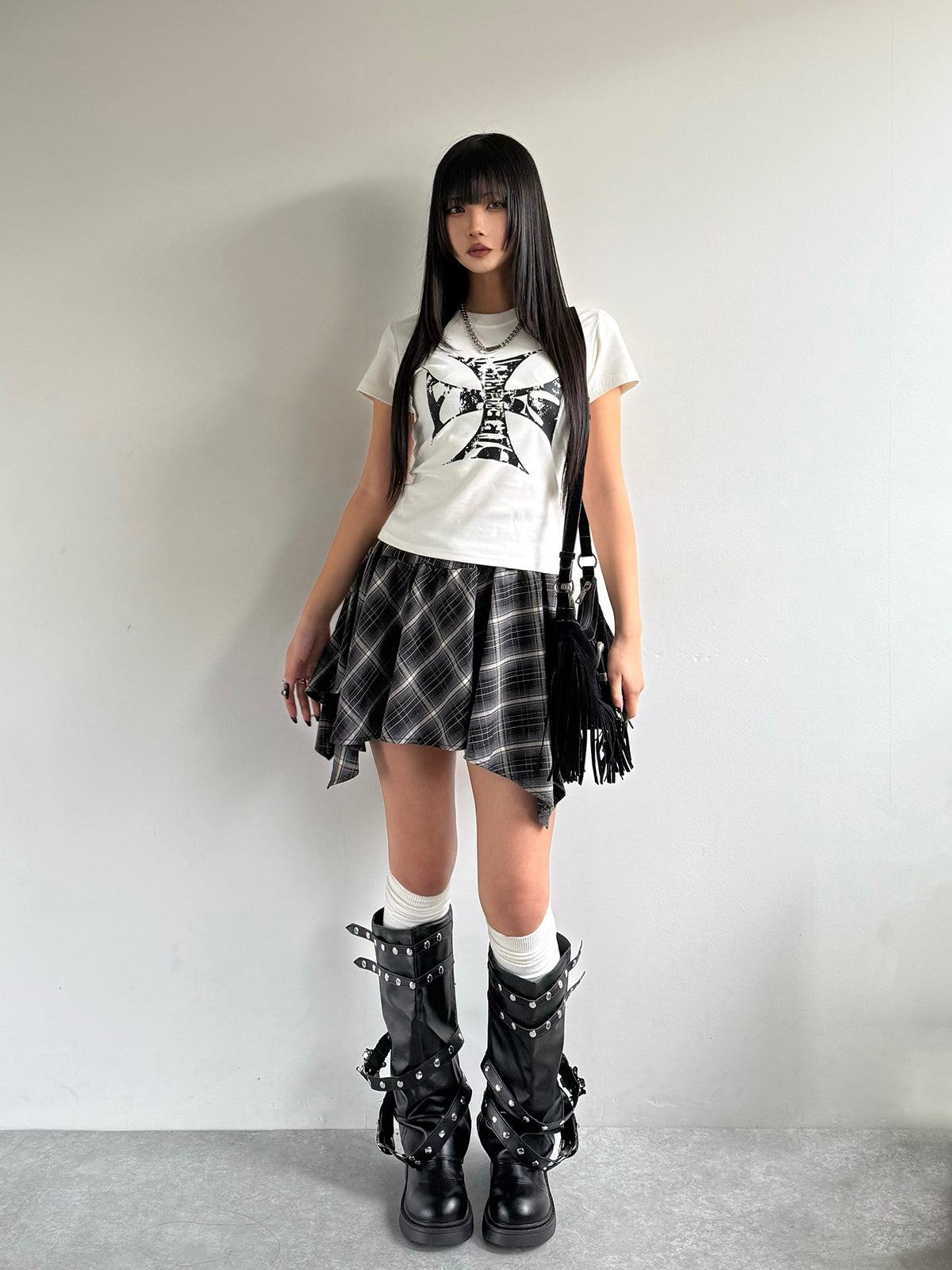 チェックデザインランダムミニスカート