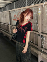 レースラインTシャツ - ブラック