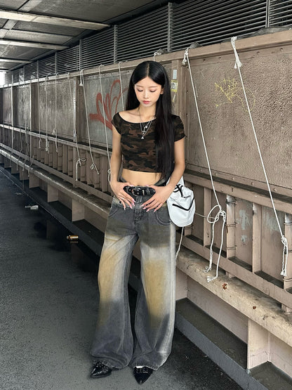 カモフラワンショルミニTシャツ