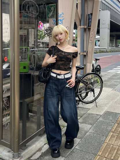 カモフラワンショルミニTシャツ