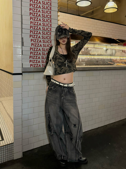 カモフラージュクロップドパーカー