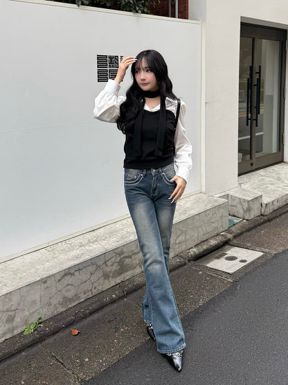 ローライズステッチデニムパンツ