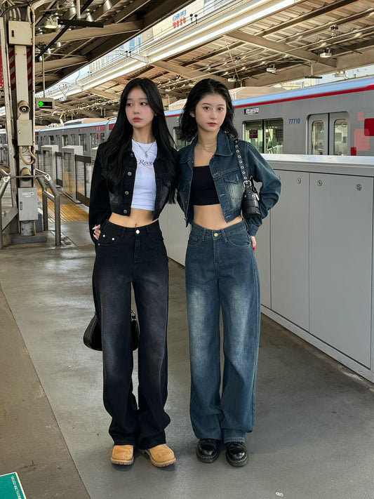 cropped jacket denim set up