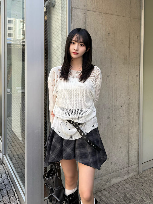 4/17★Photo Check Design Random Mini Skirt