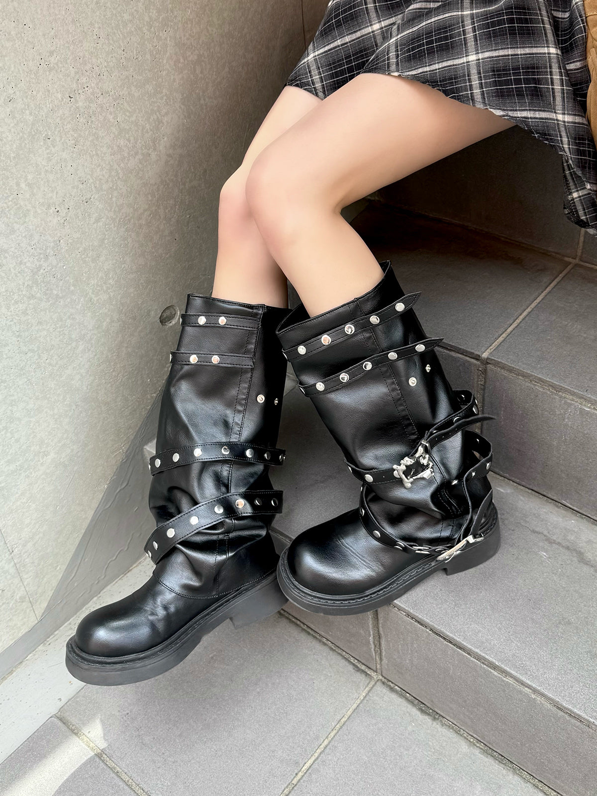 4/17★Photo Buckle Cover Long Boots
