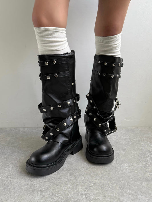 4/17★Photo Buckle Cover Long Boots