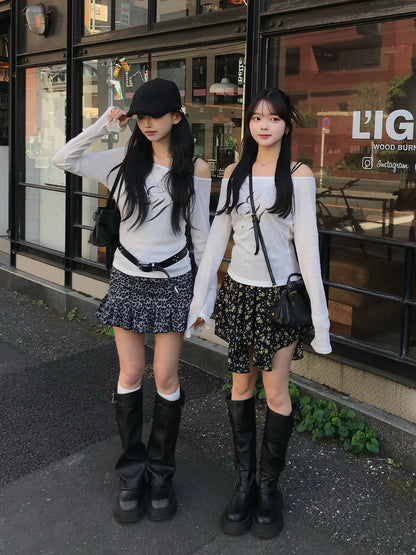 シャーリングレオパードミニスカート