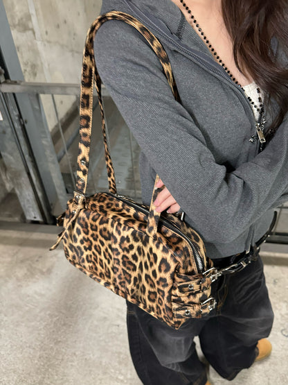 レオパードロングハンドルバッグ