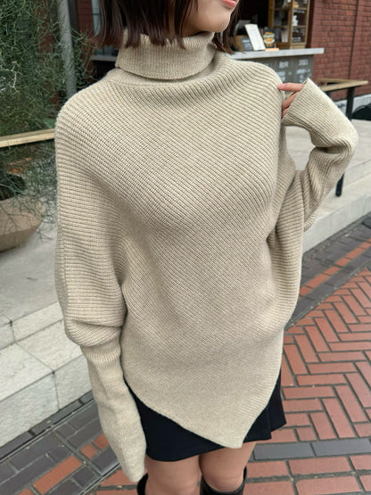 Turtleneck knit poncho