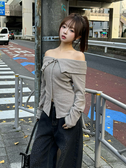 ソフトフリースオフショルカットソー