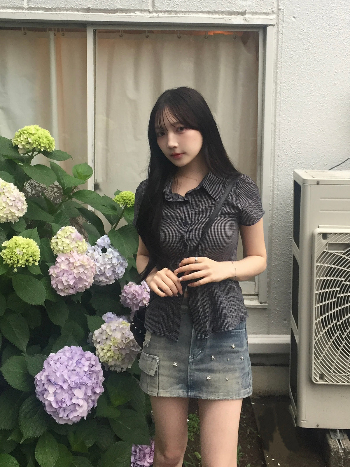 スタースタッズデニムミニスカート