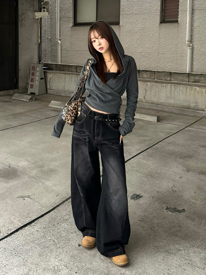 ボリュームカーブシルエットワイドデニムパンツ