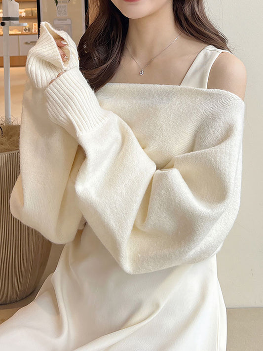 喇叭裙連身裙針織套裝