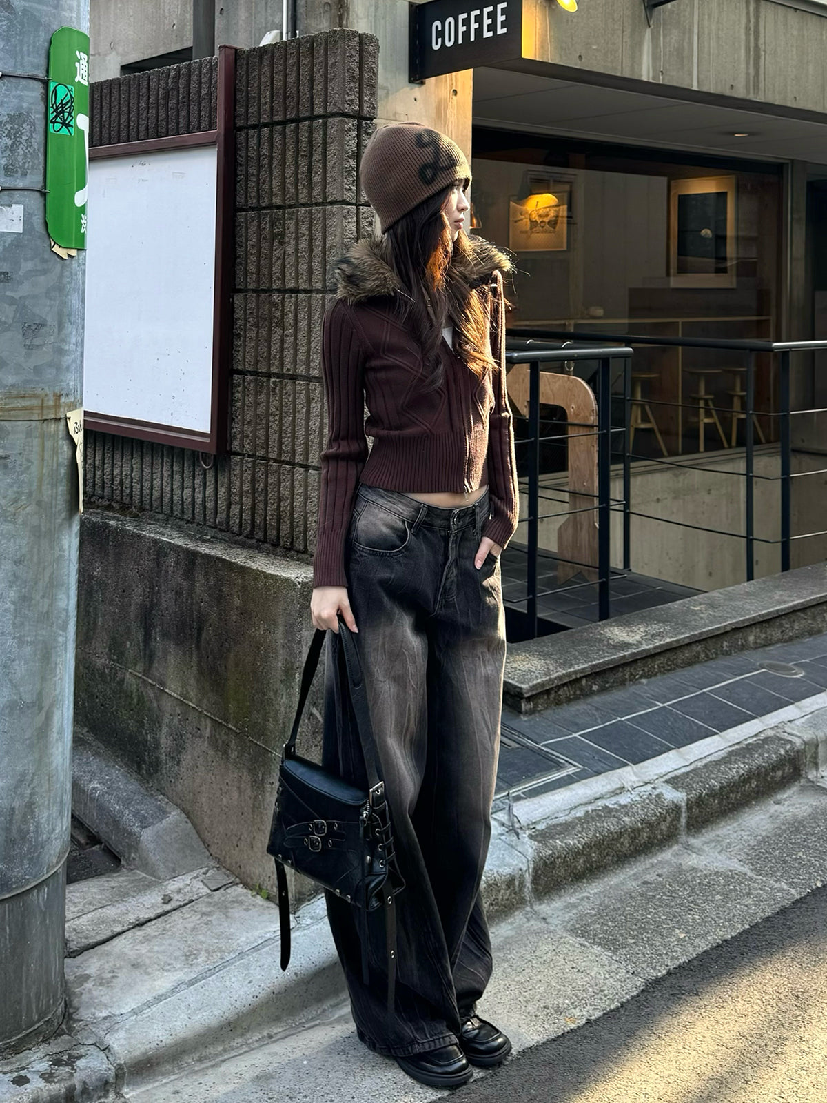 ファータッチカラーダブルジップニット