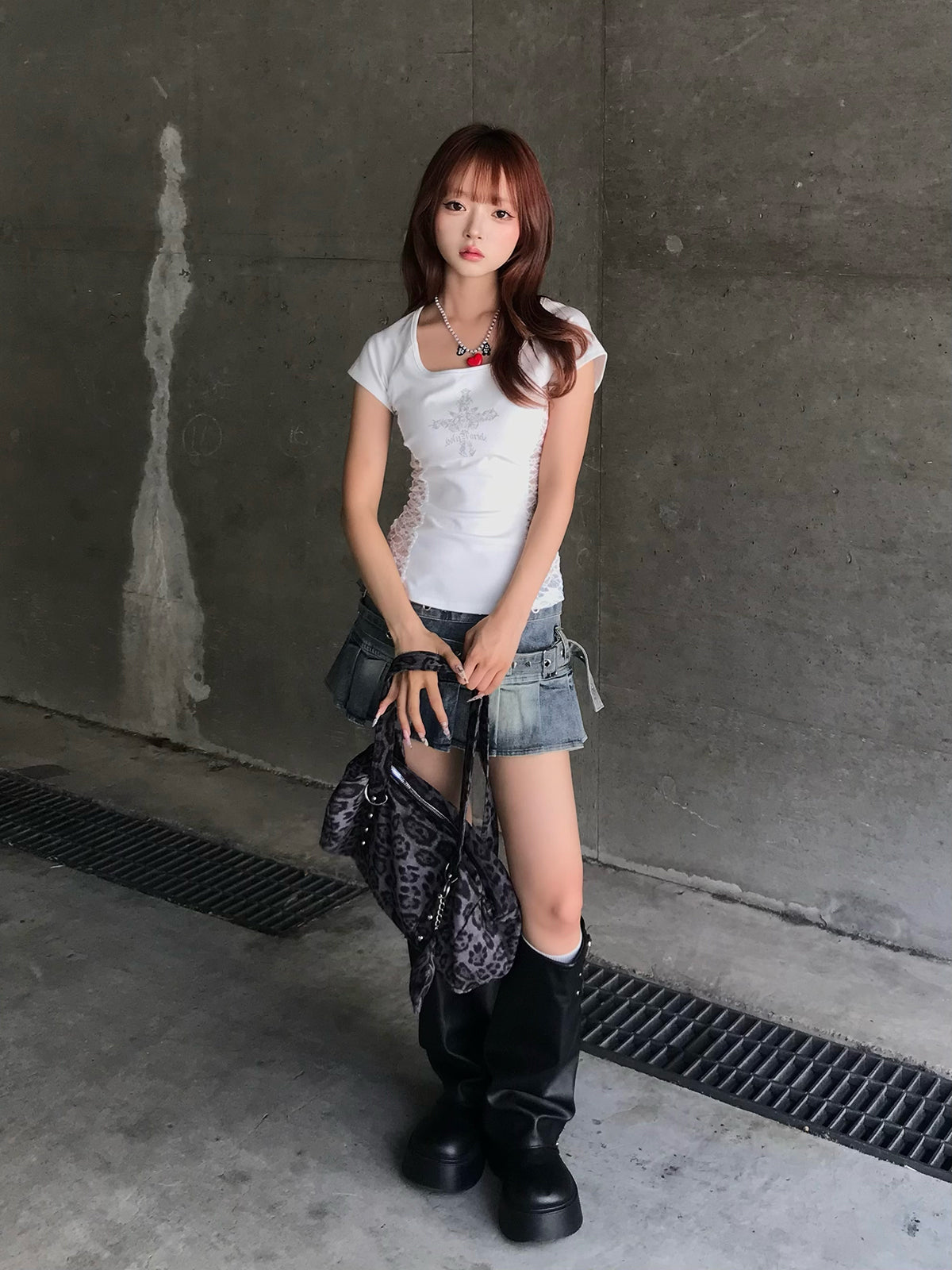 サイドレースクロスTシャツ