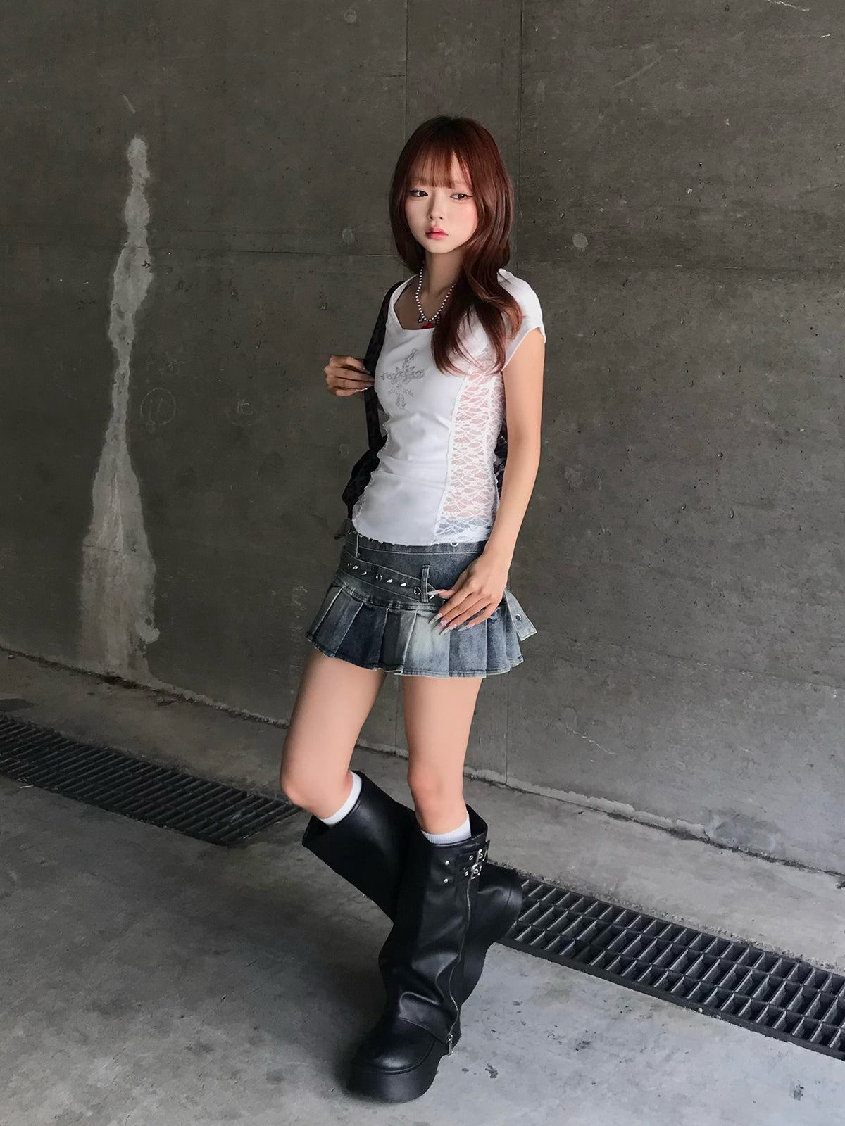 サイドレースクロスTシャツ