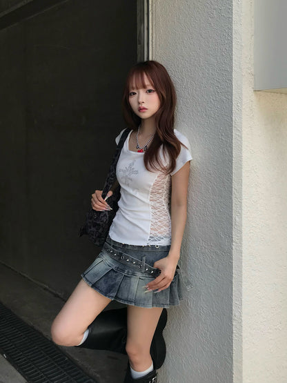 サイドレースクロスTシャツ