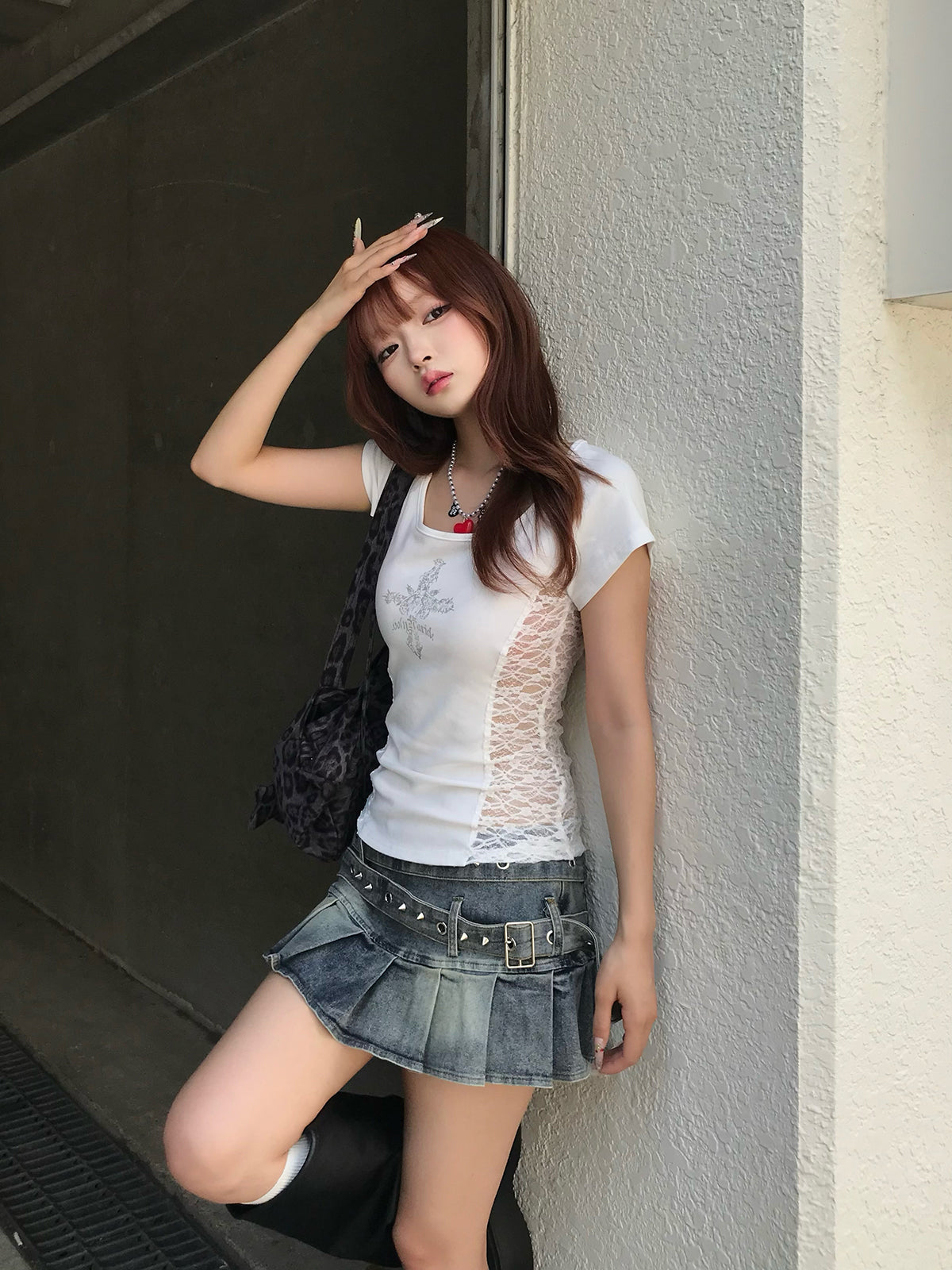 サイドレースクロスTシャツ