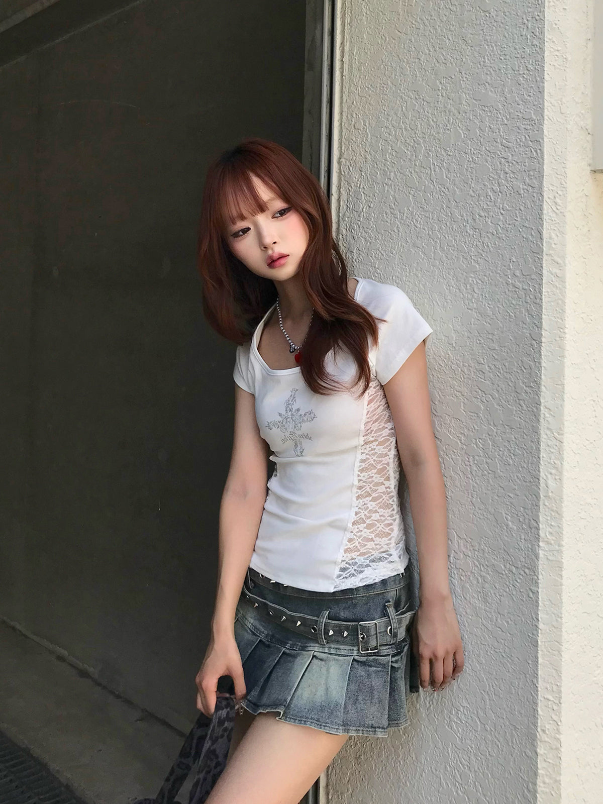 サイドレースクロスTシャツ