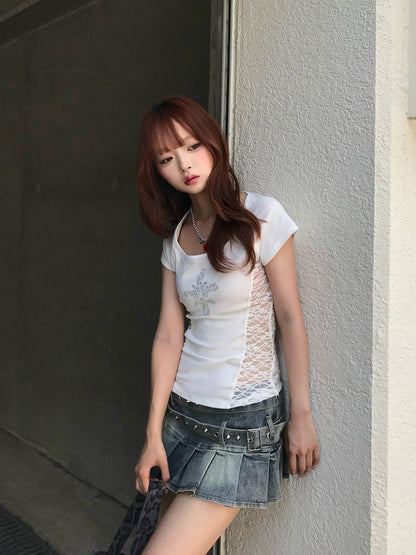 サイドレースクロスTシャツ