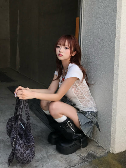 サイドレースクロスTシャツ