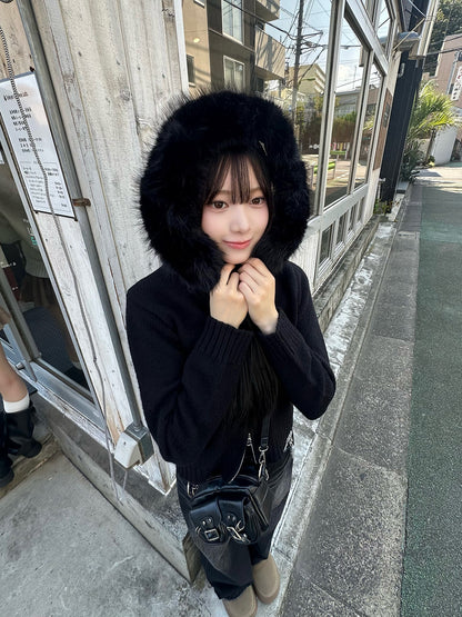 ファータッチフーディーダブルジップニット