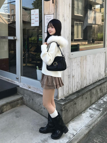 ファータッチフーディーダブルジップニット