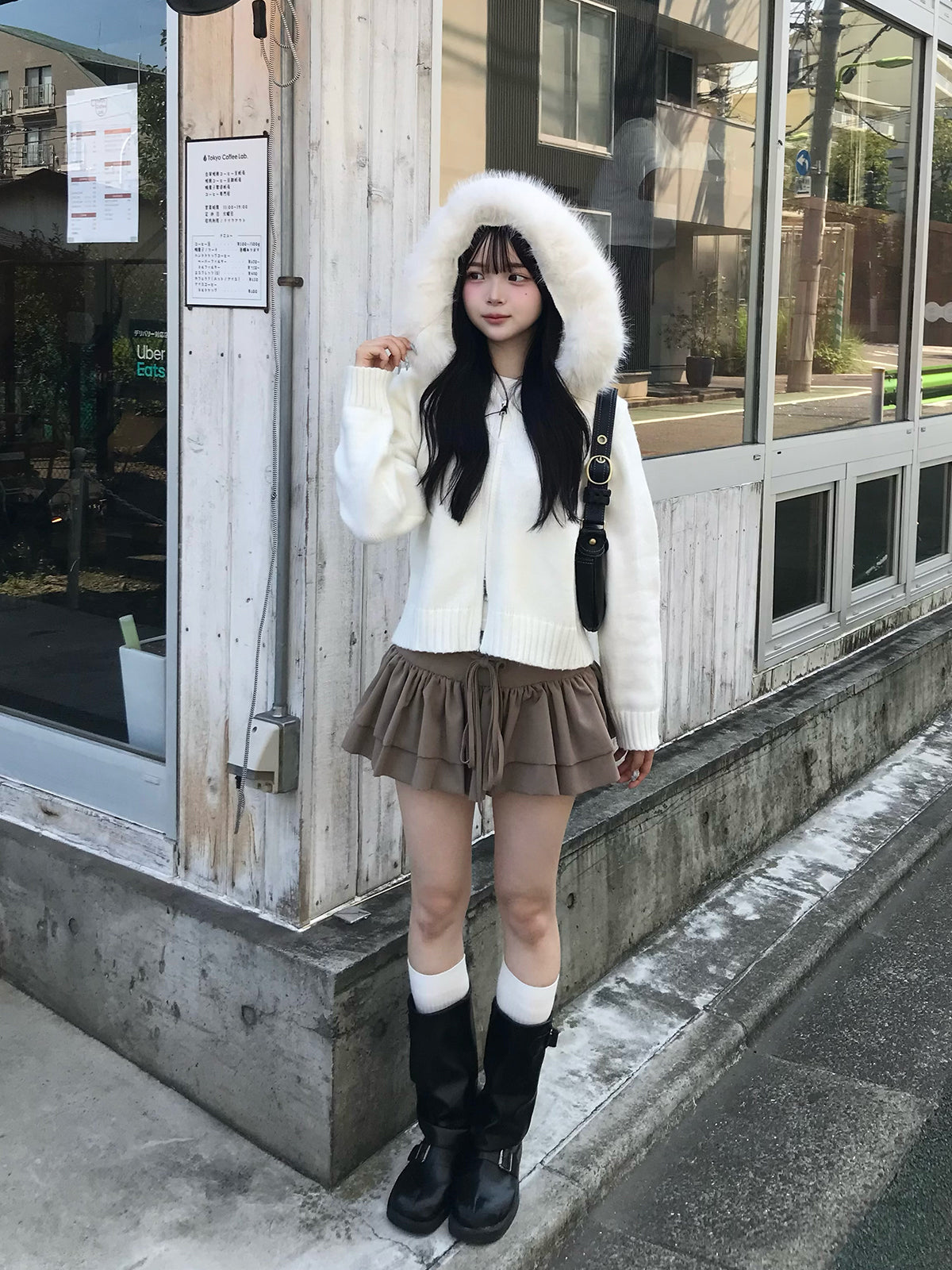 ファータッチフーディーダブルジップニット