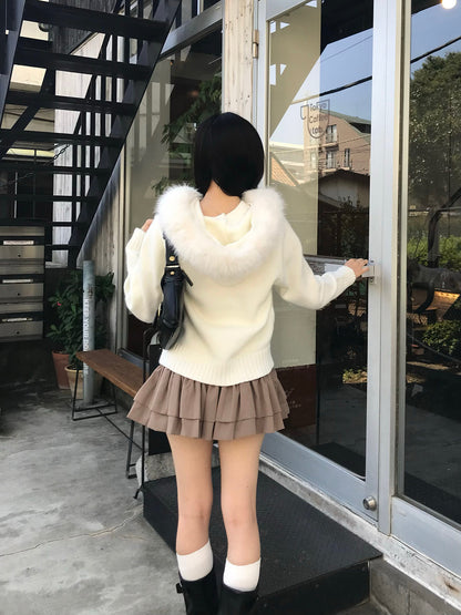 ファータッチフーディーダブルジップニット