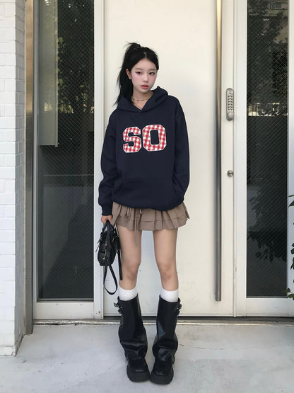 チェックロゴプリントパーカー