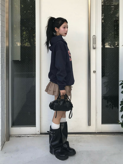 チェックロゴプリントパーカー