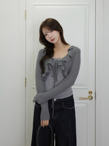 フリルキャミカーディガンセット - グレー