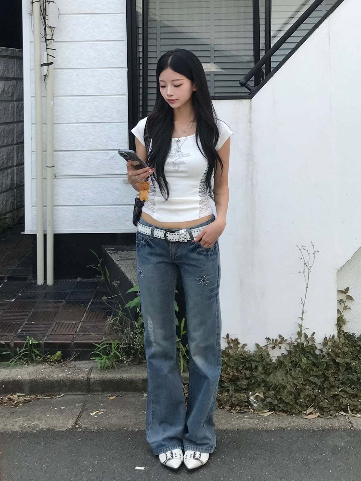 サイドレースクロスTシャツ