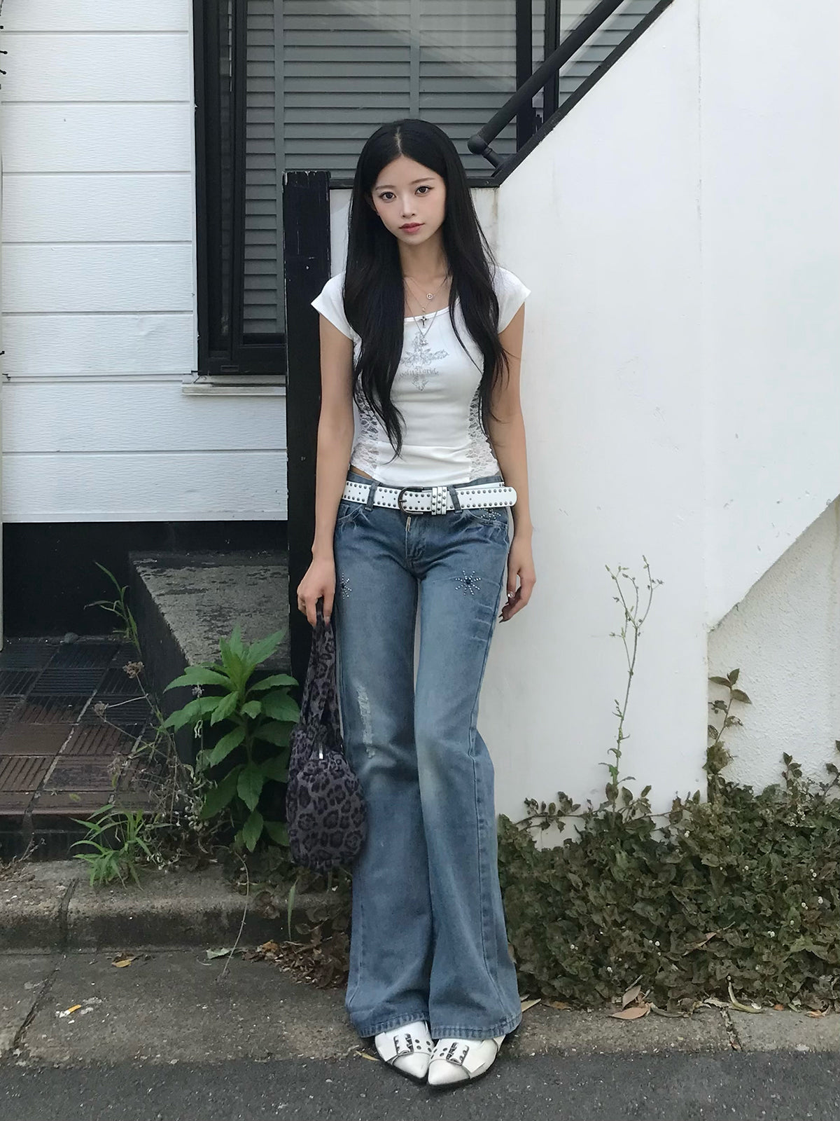 サイドレースクロスTシャツ