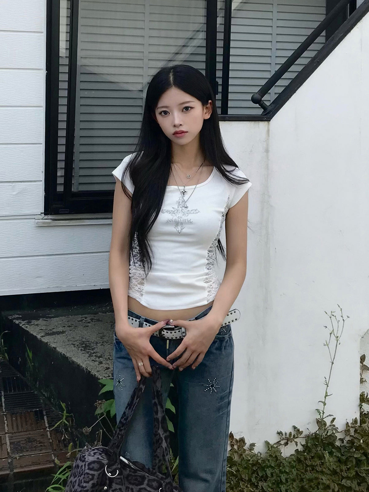 サイドレースクロスTシャツ