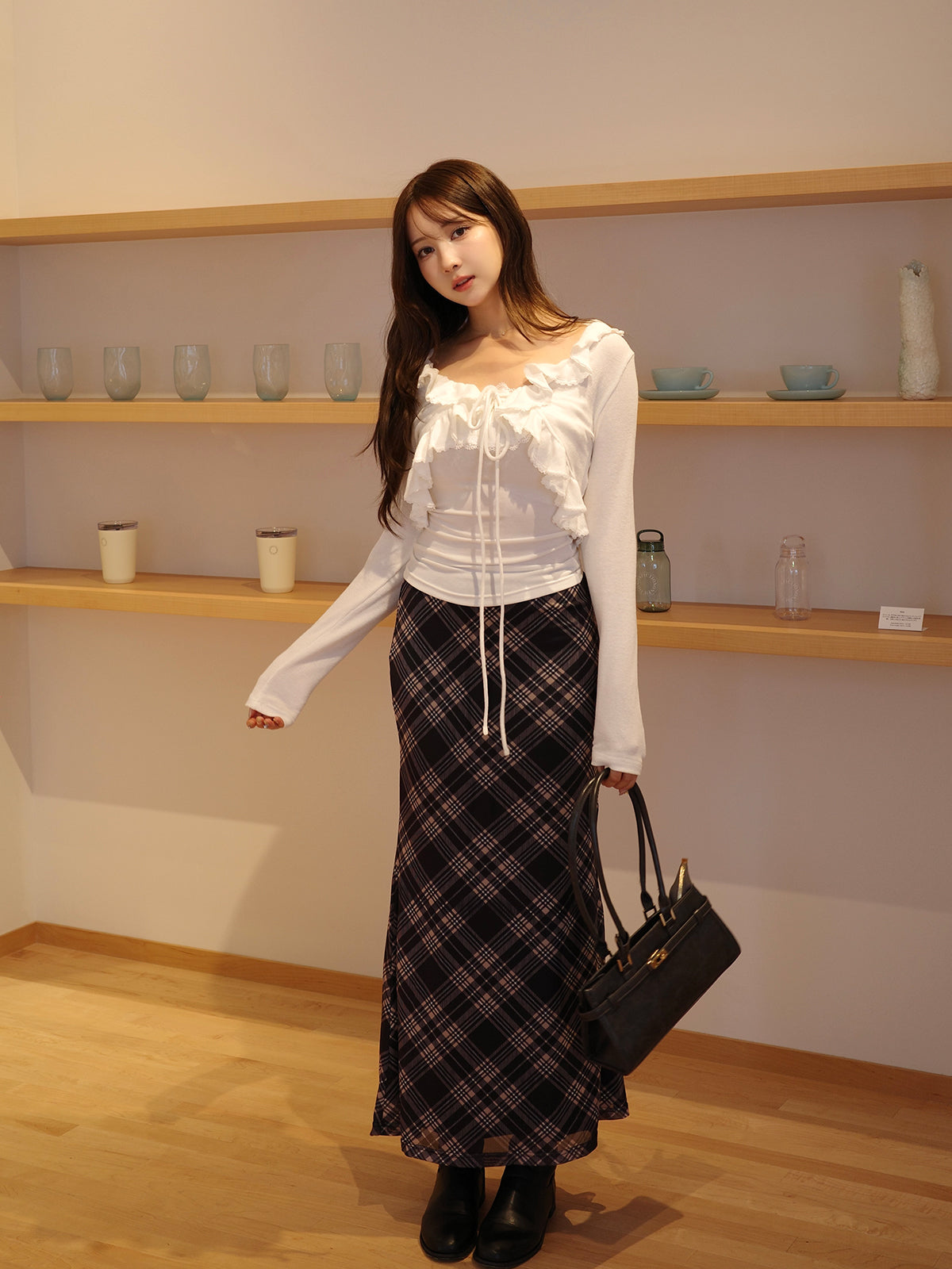チェックフレアマーメイドスカート