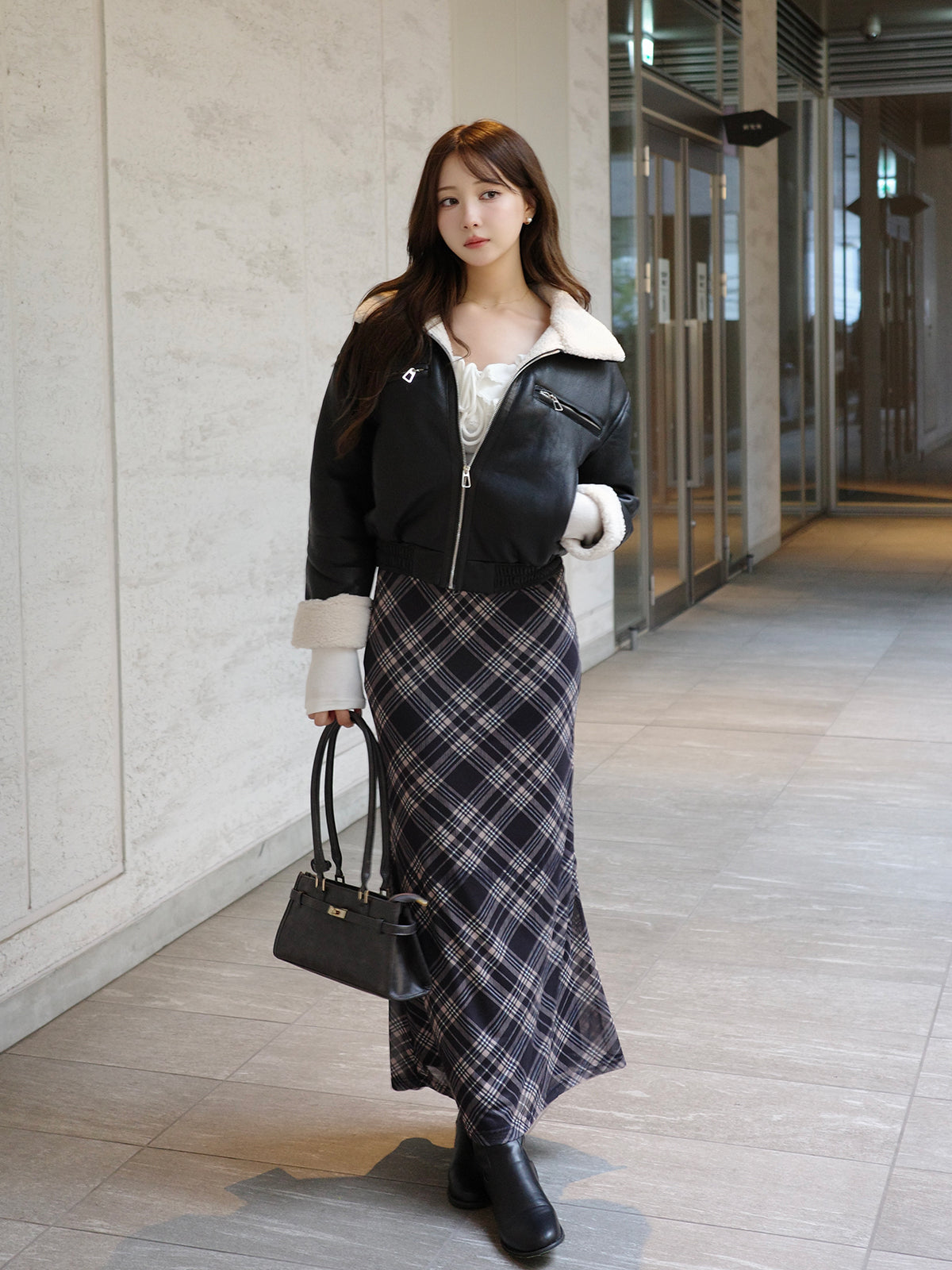 チェックフレアマーメイドスカート