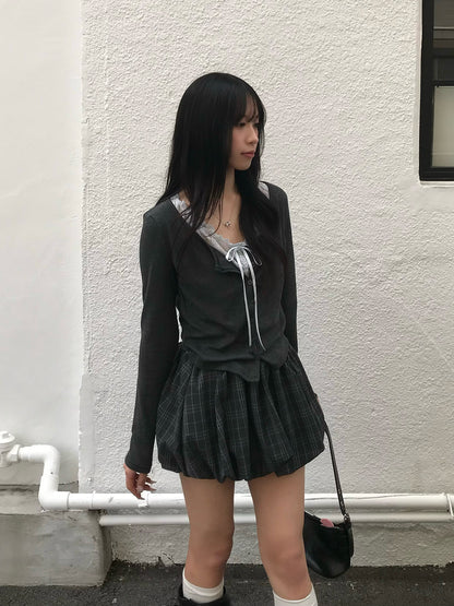 Balloon Check Skirt