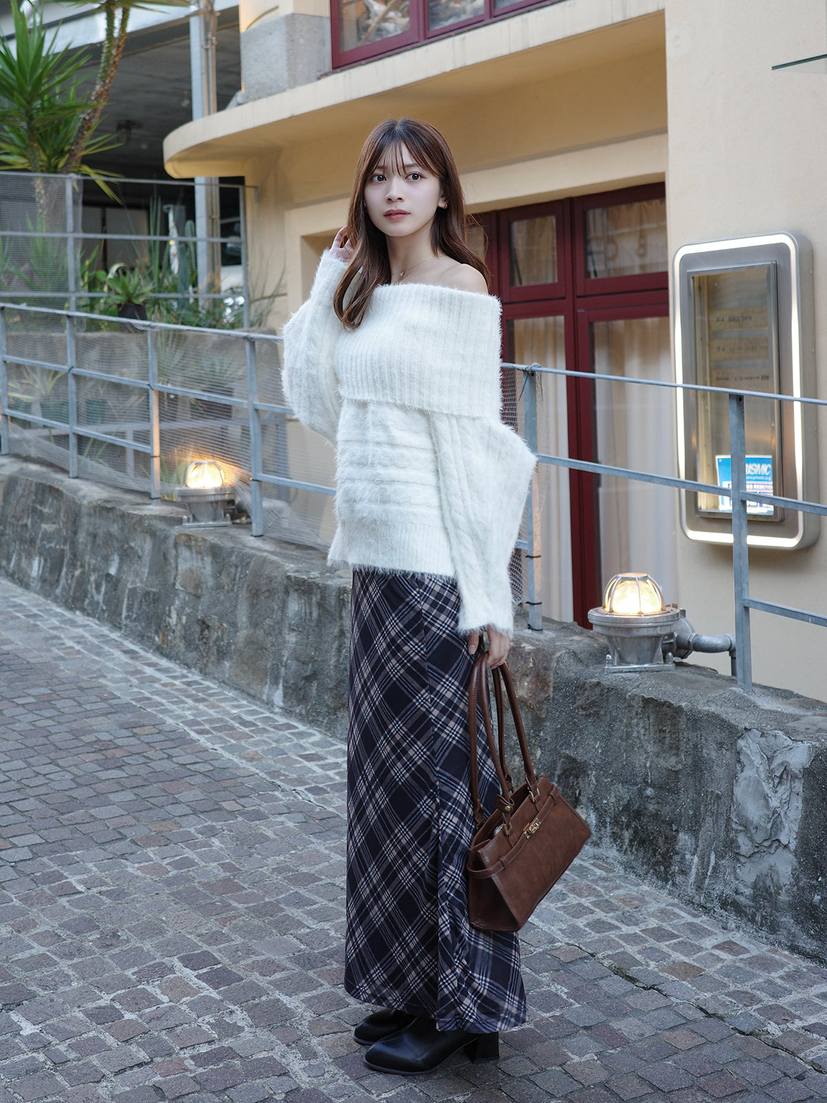 チェックフレアマーメイドスカート