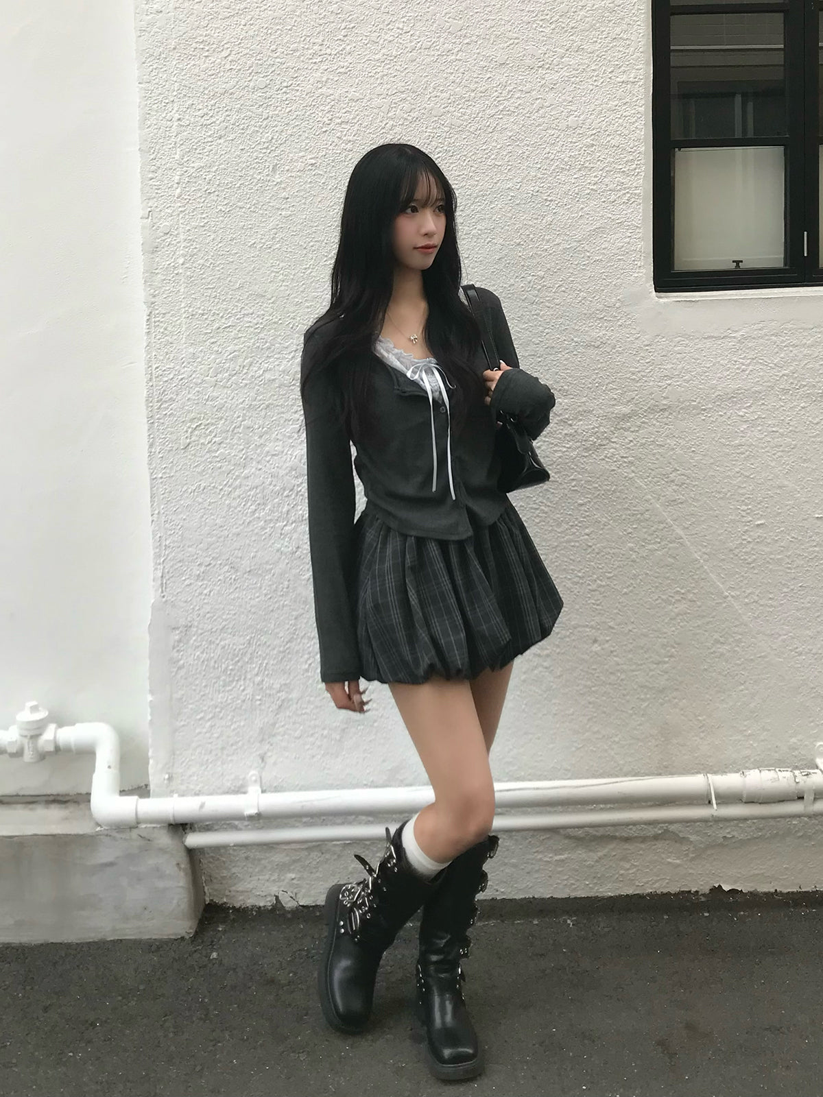 Balloon Check Skirt