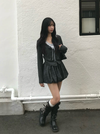 Balloon Check Skirt