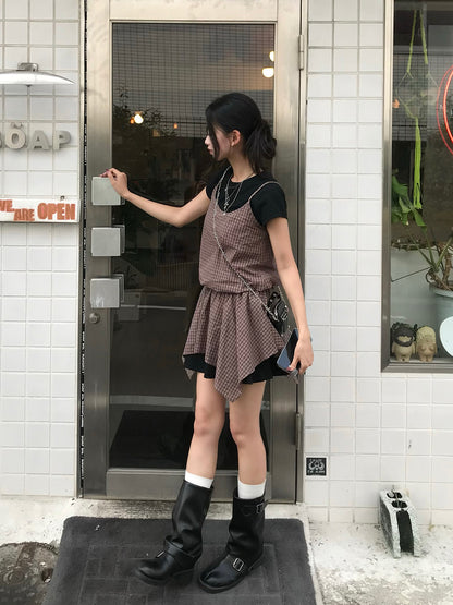 アシメヘムチェックチュニック