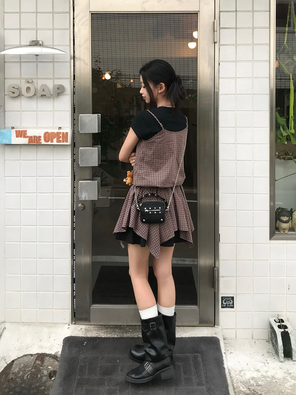 アシメヘムチェックチュニック