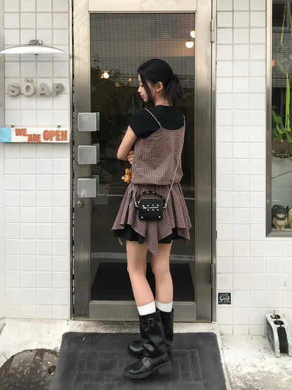 アシメヘムチェックチュニック