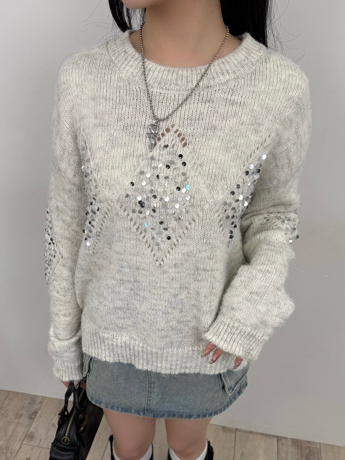 Sequin Diamond Knit