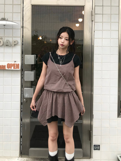 アシメヘムチェックチュニック