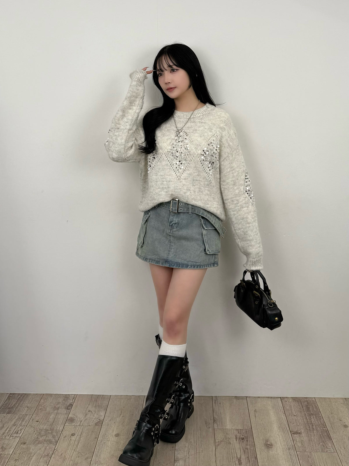 Sequin Diamond Knit