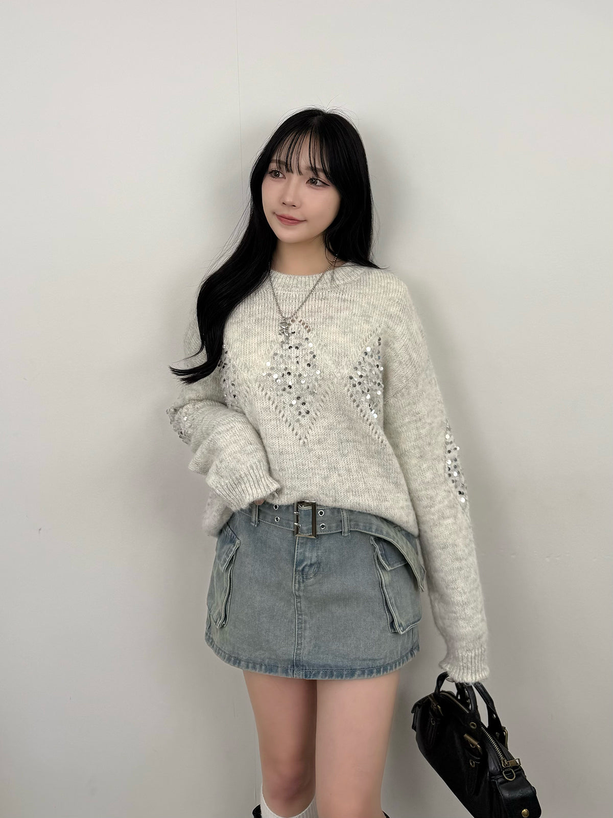 Sequin Diamond Knit