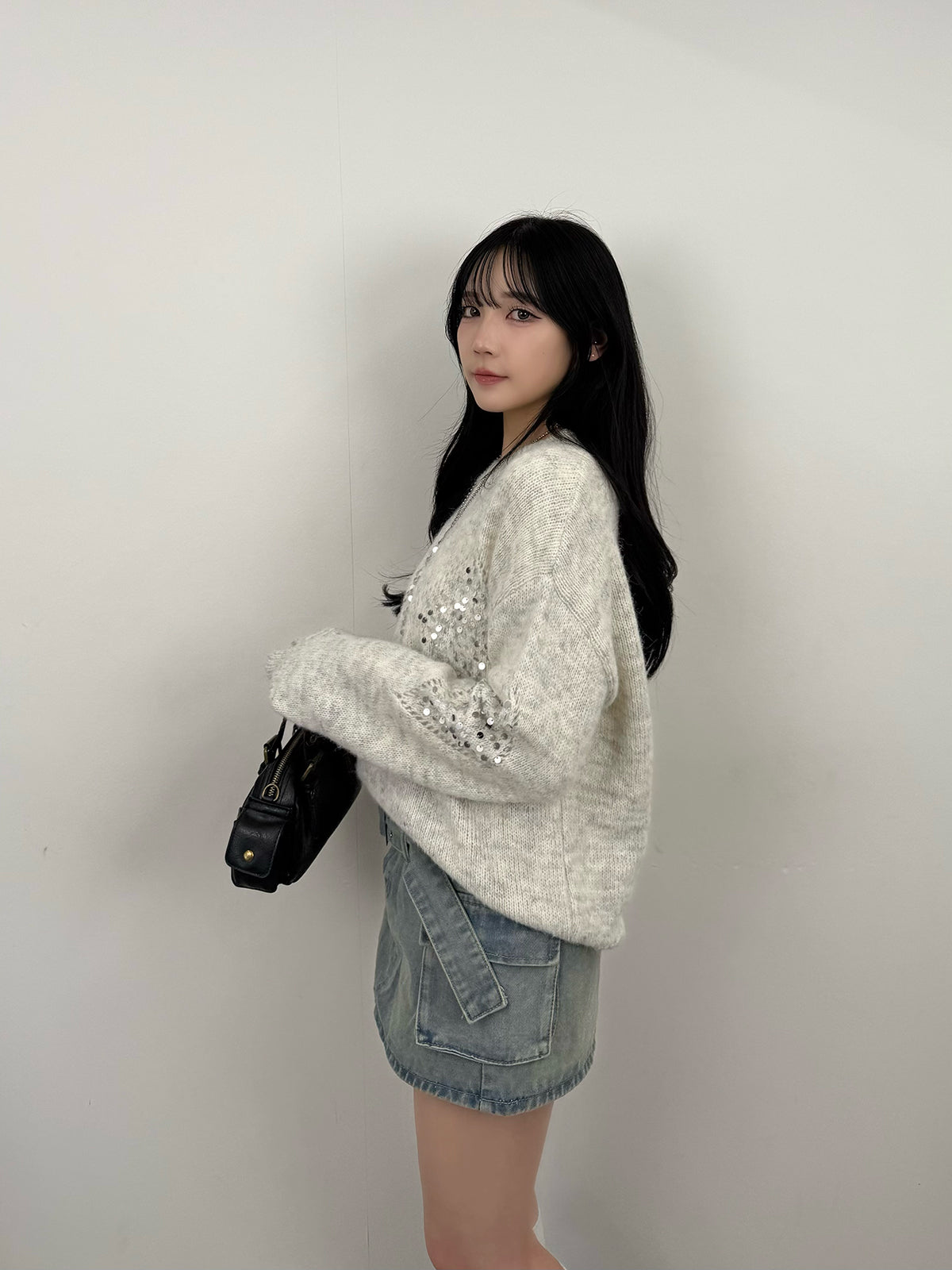 Sequin Diamond Knit