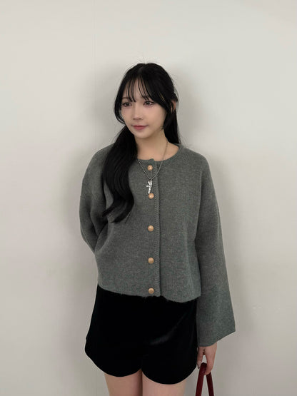 라운드넥 버튼 가디건